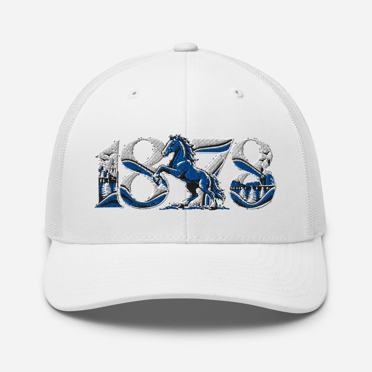 Ipswich Town 1878 Heritage Embroidered Football Trucker Cap – white front view