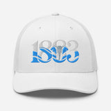 Coventry City 1883 Heritage Elephant embroidered football trucker cap, white colour, front view