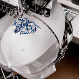 Chelsea 1905 Heritage Lion embroidered football trucker cap, white colour, front view