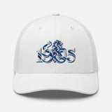 Chelsea 1905 Heritage Lion embroidered football trucker cap, white colour, front view
