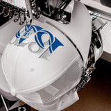Everton 1878 Heritage Tower embroidered football trucker cap, white colour, front view