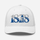 Everton 1878 Heritage Tower embroidered football trucker cap, white colour, front view