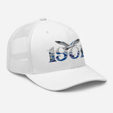 Brighton 1901 Heritage Seagulls Embroidered Football Trucker Cap – white right front view