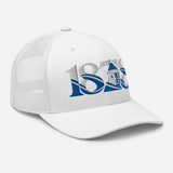 Everton 1878 Heritage Tower embroidered football trucker cap, white colour, right-front view