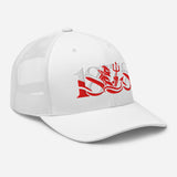 Manchester United 1878 Red Devil Heritage embroidered football trucker cap, white colour, right-front view