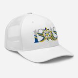 Leeds 1919 White Rose Heritage embroidered football trucker cap, white colour, right-front view