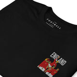 England 1966 World Cup Winners Embroidered Football T-Shirt in black, embroidery detail close-up