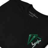 Daizen Maeda Inspired Celtic King Embroidered Football T-Shirt in black, detail close-up