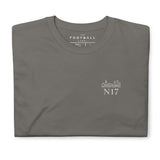 Tottenham Postcode Embroidered Football T-Shirt in charcoal, front view
