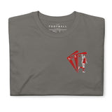 Declan Rice Inspired Arsenal King Embroidered Football T-Shirt in charcoal, front view