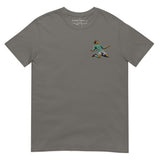 Henrik Larsson inspired Celtic embroidered football T-shirt in charcoal, front view alternate mockup