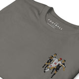 England v Argentina 1998 Embroidered Football T-Shirt in charcoal, embroidery detail close-up