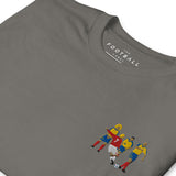 England v Colombia 1998 Embroidered Football T-Shirt in charcoal, embroidery detail close-up