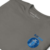 Manchester City Blue Moon Embroidered Football T-Shirt in charcoal, close-up of design