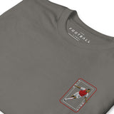 Thierry Henry Inspired Arsenal King Card Embroidered Football T-Shirt in charcoal, design close-up