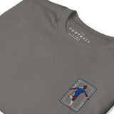 Didier Drogba Inspired Chelsea King Card Embroidered Football T-Shirt in charcoal, design close-up