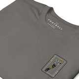 Alan Shearer Inspired Newcastle King Card Embroidered Football T-Shirt in charcoal, design close-up