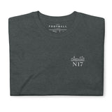 Tottenham Postcode Embroidered Football T-Shirt in dark heather, front view