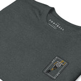 Alan Shearer Inspired Newcastle King Card Embroidered Football T-Shirt in dark heather, design close-up