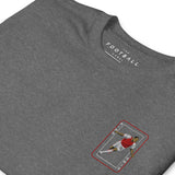 Thierry Henry Inspired Arsenal King Card Embroidered Football T-Shirt in graphite heather, design close-up