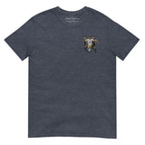 England v Argentina 1998 Embroidered Football T-Shirt in heather navy, alternate front view