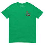 Henrik Larsson inspired Celtic embroidered football T-shirt in irish green, front view alternate mockup