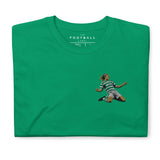 Henrik Larsson inspired Celtic embroidered football T-shirt in kelly green, front view