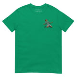 Henrik Larsson inspired Celtic embroidered football T-shirt in kelly green, front view alternate mockup