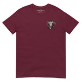 England v Argentina 1998 Embroidered Football T-Shirt in maroon, alternate front view