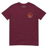 England 1966 Circle Embroidered Football T-Shirt in maroon, alternate front view