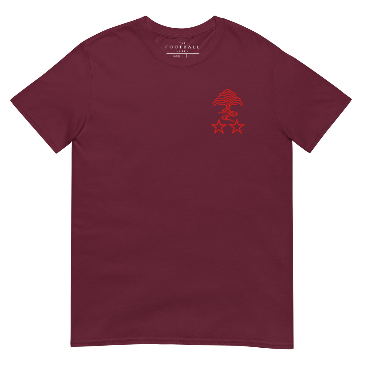 Nottingham Forest Inspired Two Stars Embroidered Football T-Shirt in maroon – front view