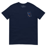 Didier Drogba Inspired Chelsea King Card Embroidered Football T-Shirt in navy, alternate front view