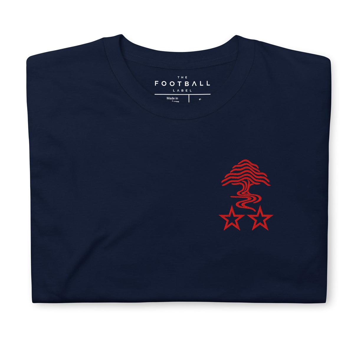 Nottingham Forest Inspired Two Stars Embroidered Football T-Shirt in navy – front view