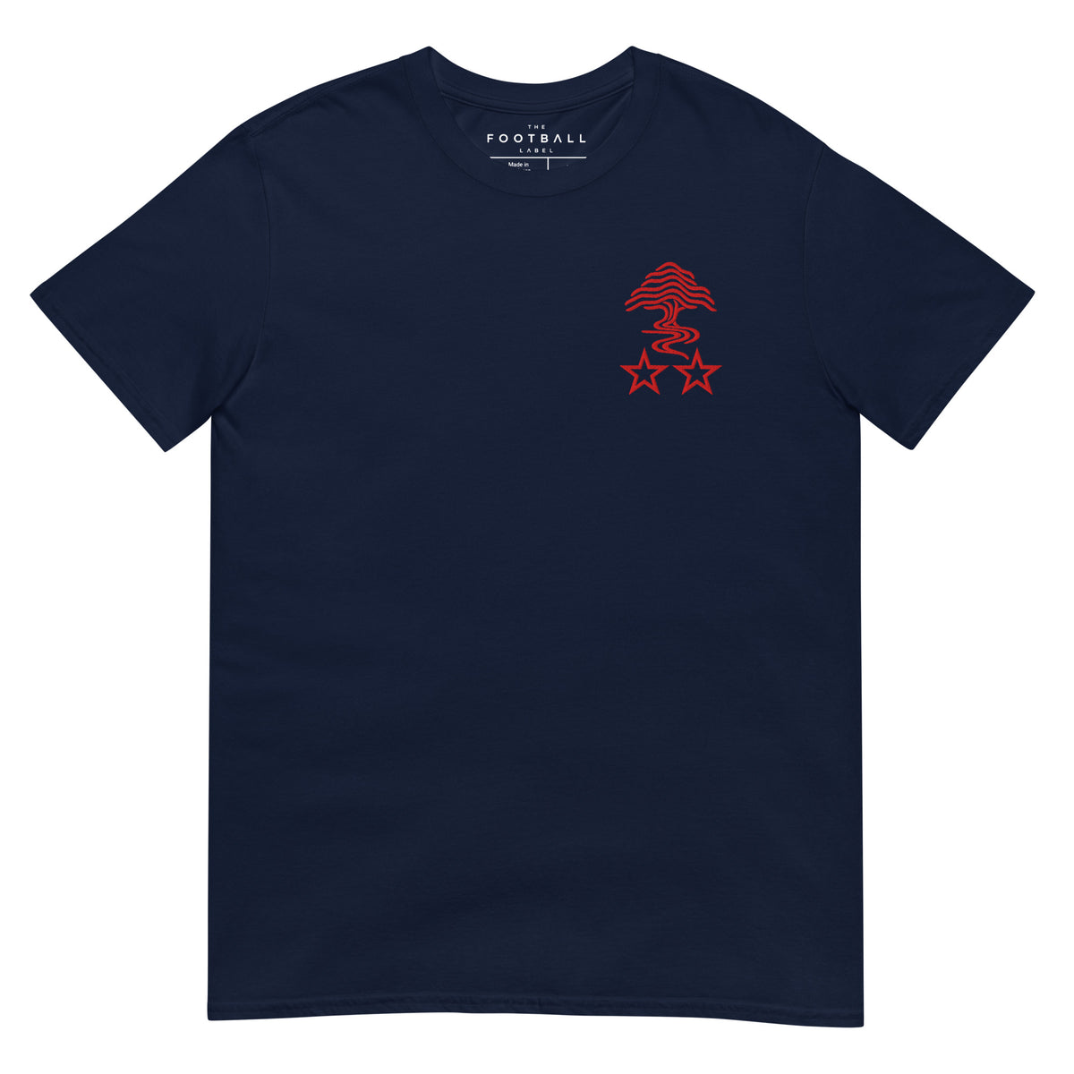 Nottingham Forest Inspired Two Stars Embroidered Football T-Shirt in navy – front view