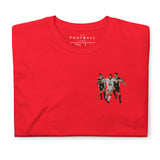 England v Argentina 1998 Embroidered Football T-Shirt in red, front view