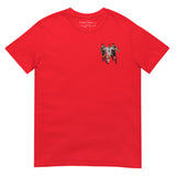 England v Argentina 1998 Embroidered Football T-Shirt in red, alternate front view
