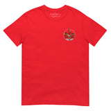 England 1966 Circle Embroidered Football T-Shirt in red, alternate front view