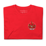 England 1966 Circle Embroidered Football T-Shirt in red, front view