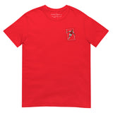 Thierry Henry Inspired Arsenal King Card Embroidered Football T-Shirt in red, alternate front view