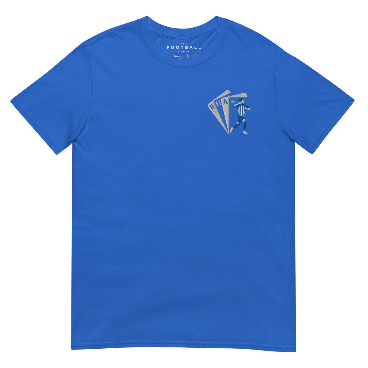 Kaoru Mitoma Inspired Brighton King Embroidered Football T-Shirt in royal, alternate front view
