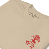 Nottingham Forest Inspired Two Stars Embroidered Football T-Shirt in sand – embroidered artwork detail
