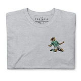 Henrik Larsson inspired Celtic embroidered football T-shirt in sport grey, front view