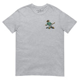 Henrik Larsson inspired Celtic embroidered football T-shirt in sport grey, front view alternate mockup