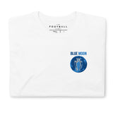 Manchester City Blue Moon Embroidered Football T-Shirt in white, front view