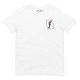 Alan Shearer Inspired Newcastle King Card Embroidered Football T-Shirt in white, alternate front view
