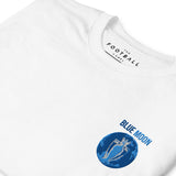 Manchester City Blue Moon Embroidered Football T-Shirt in white, design close-up