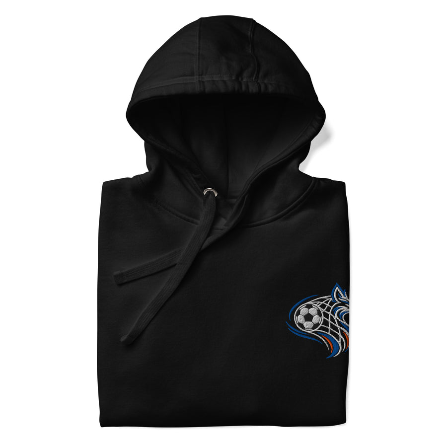 Leicester — Back of the Net Embroidered Football Hoodie
