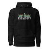 Celtic Scottish Premiership Champions inspired embroidered football hoodie in black, product mockup view 3
