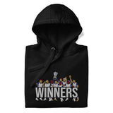 Tottenham Hotspur-inspired black hoodie with trophy-lift embroidery and WINNERS lettering