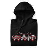 Nottingham Forest Inspired Nottingham Skyline Embroidered Football Hoodie in black – front view